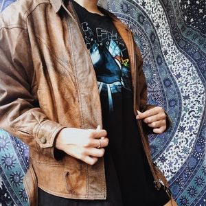 Vintage soft brown leather jacket